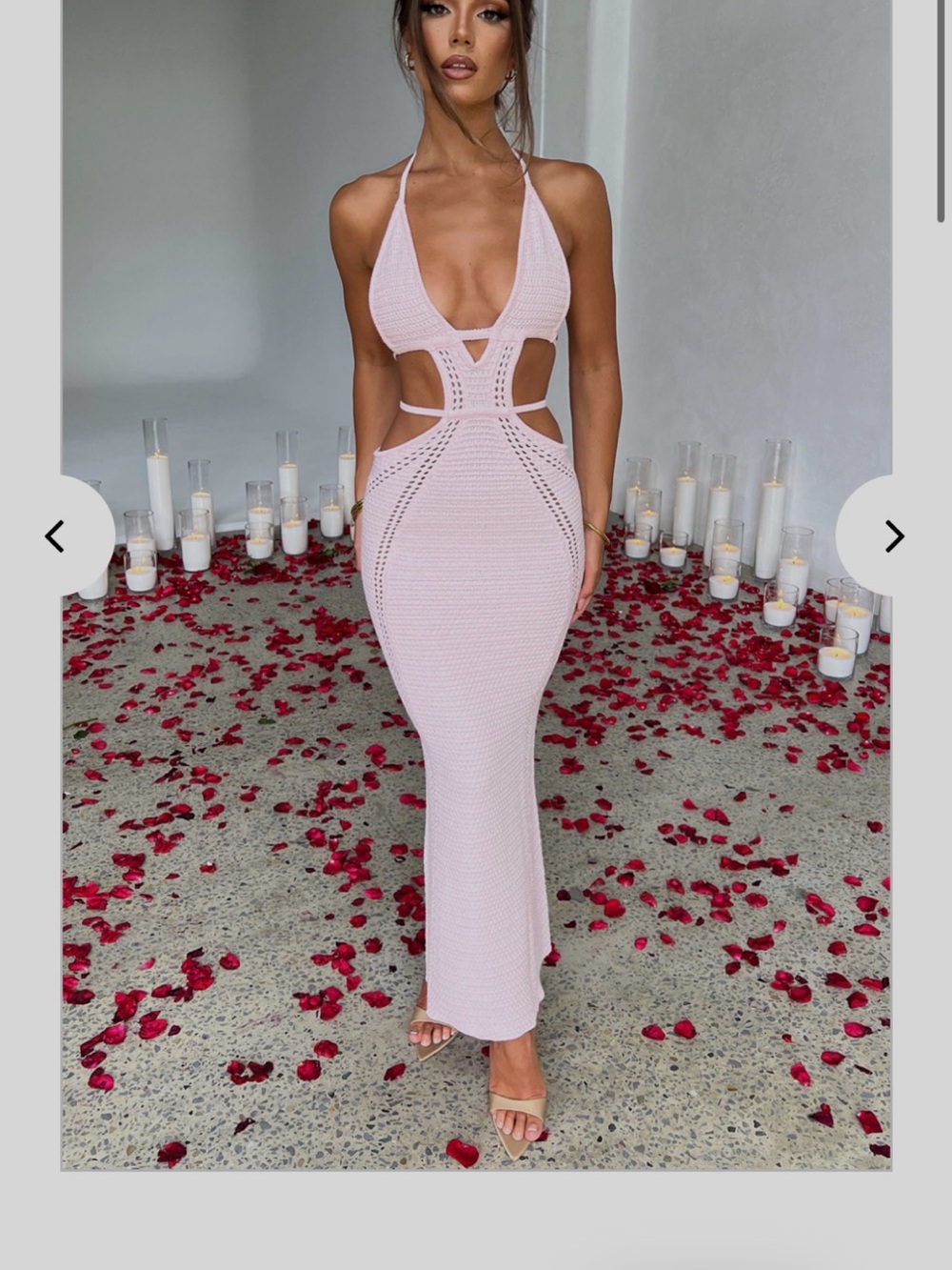 BabyBoo Elegant Pale Pink Cutout Halter Bodycon Dress - Picture 3 of 3
